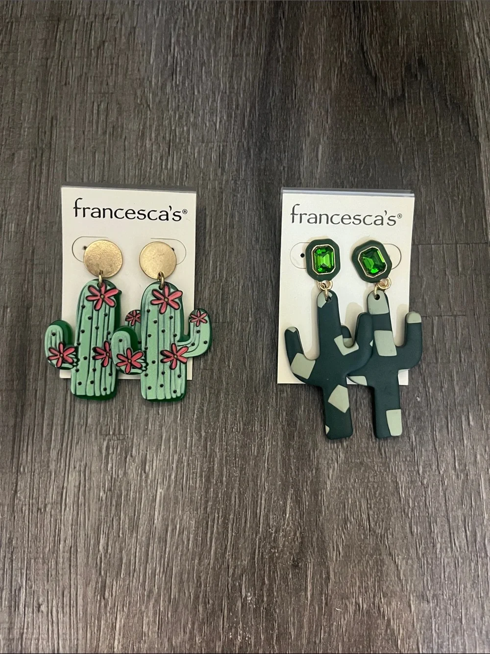 Francesca's Collections Green Cactus Earrings - Fun Desert Style